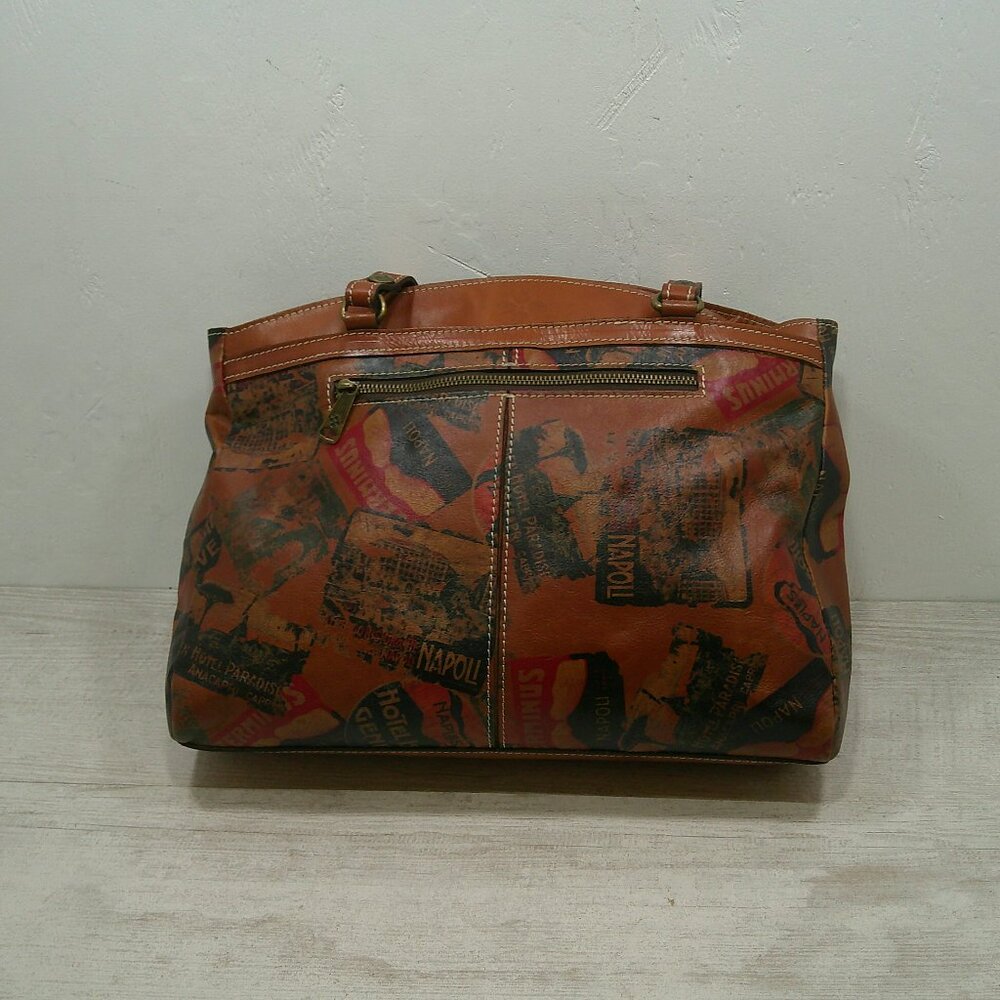 Patricia Nash Poppy Leather Tote Bag Sienna Sunset Vintage Italy Print Purse - Picture 4 of 12